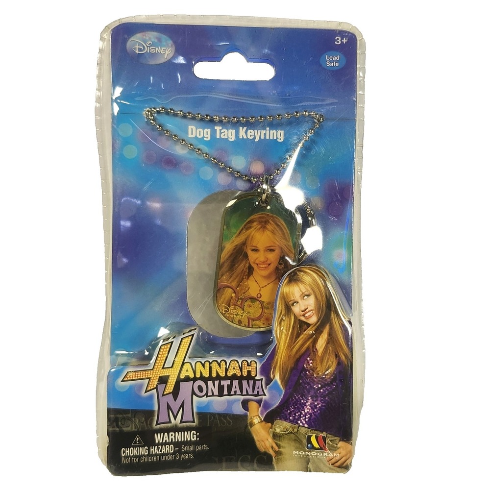 Vintage Disney Hannah Montana Miley Cyrus‎ Sealed Dog Tag Keyring NEW